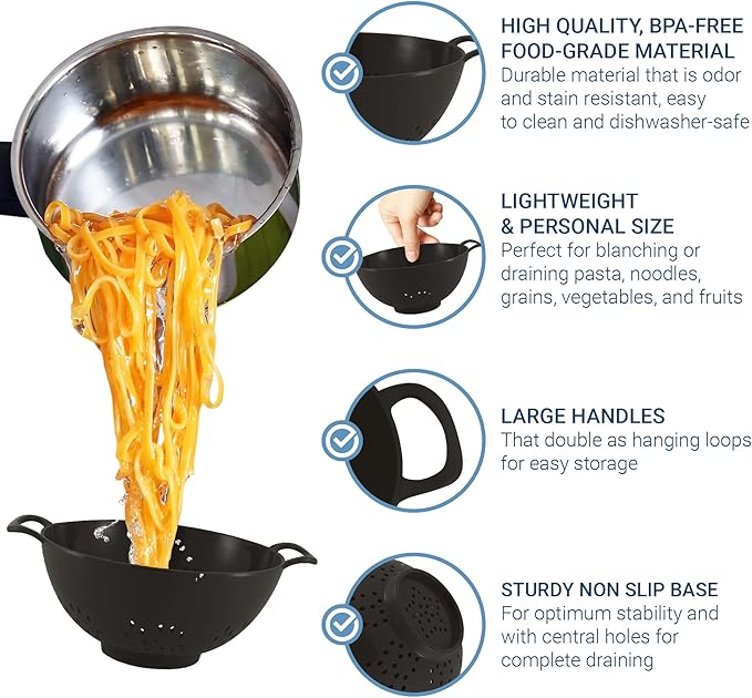 Meadow Lane 6-inch Small Colander, Dishwasher Safe, Double Handles, Compact - Image 5