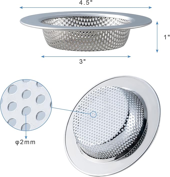 Honmein 2 Pcs Sink Strainer for Most Kitchen Sink Drain Basket, Upgraded - Image 4