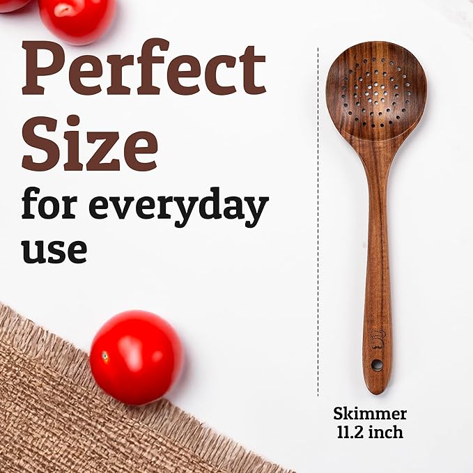 PriorityChef Wooden Slotted Spoon - Image 4