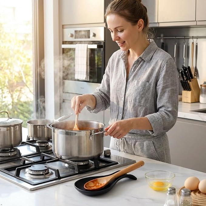 Hasense Porcelain Spoon Rest for Stove Top, 7 Inch Spoon Holder for Ladle - Image 2