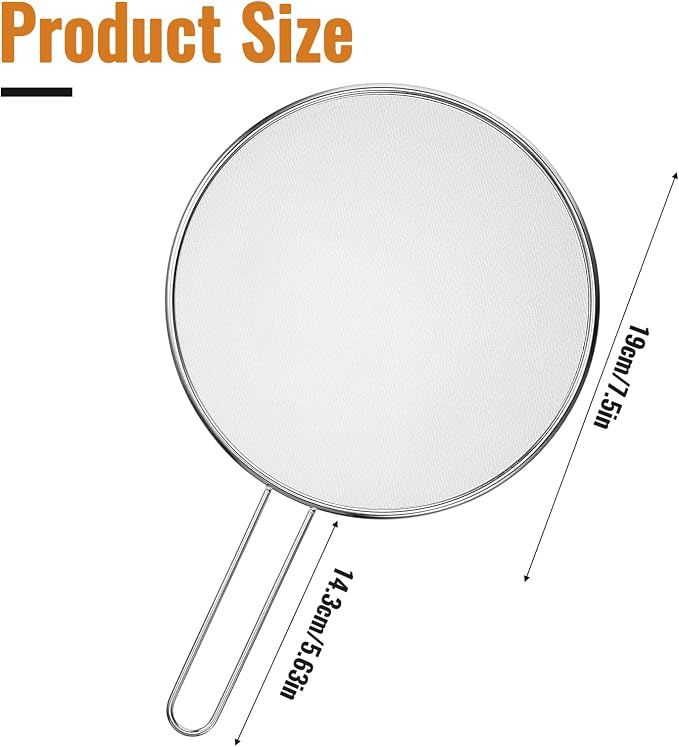 7.5 in Grease Splatter Guard Stainless Steel Splatter Guard - Image 2