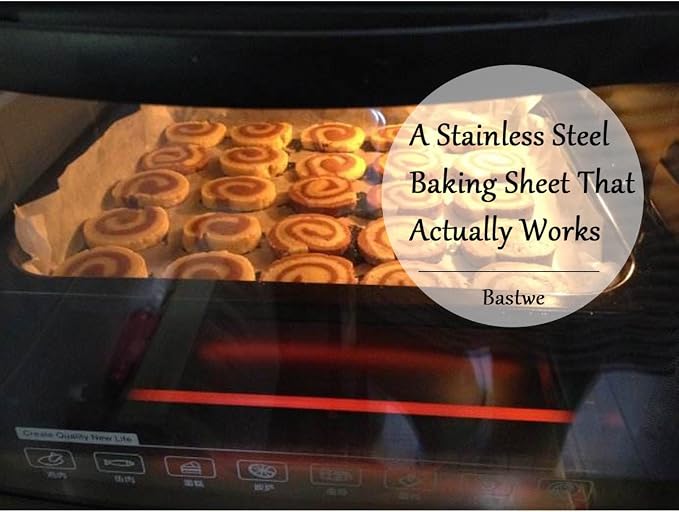 Cookie Sheet Baking Sheet Set of 3, Bastwe Commercial Grade Stainless Steel - Image 7