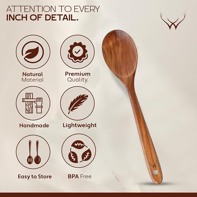 Teak Wooden Spoon for Cooking - Image 4
