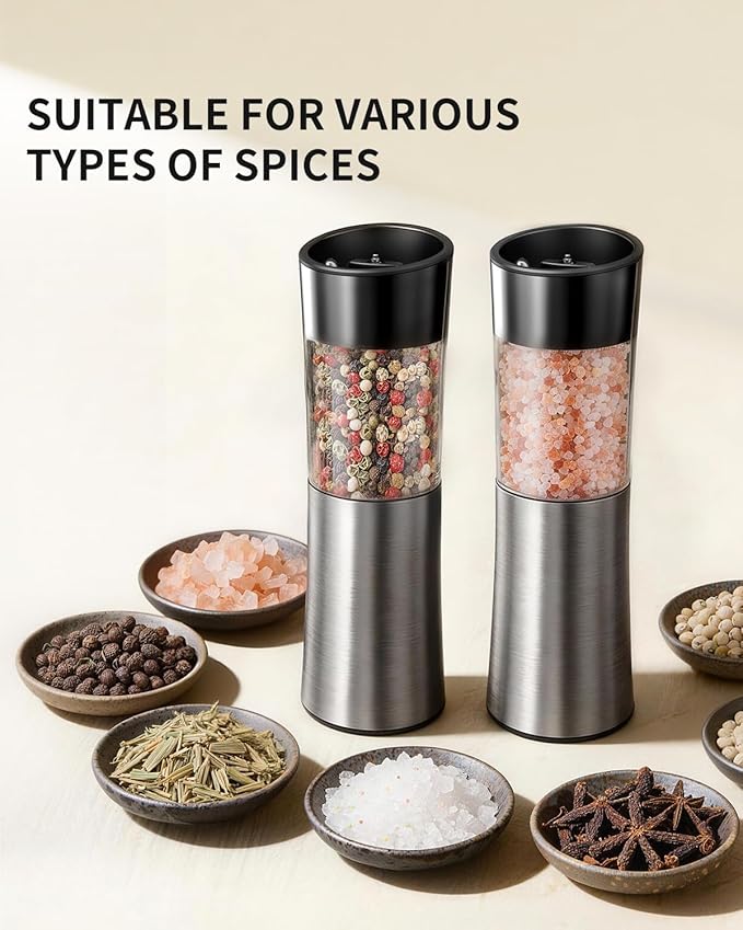 CIRCLE JOY Rechargeable Gravity Electric Salt and Pepper Grinder Set Automatic - Image 6