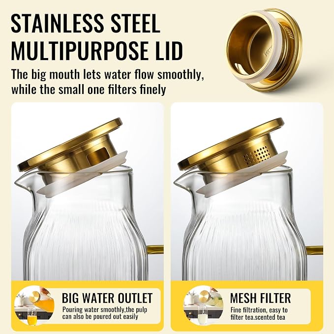 4 Pack 2 Liter/68 oz Square Glass Pitcher - Image 5