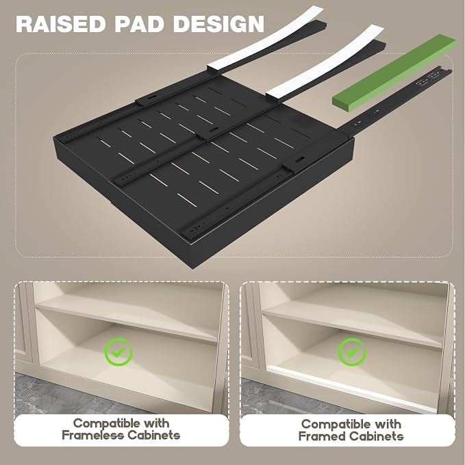 Seinloes 2 Pack Pull Out Cabinet Organizer 22" Deep, Full Extension 3 Slide - Image 3