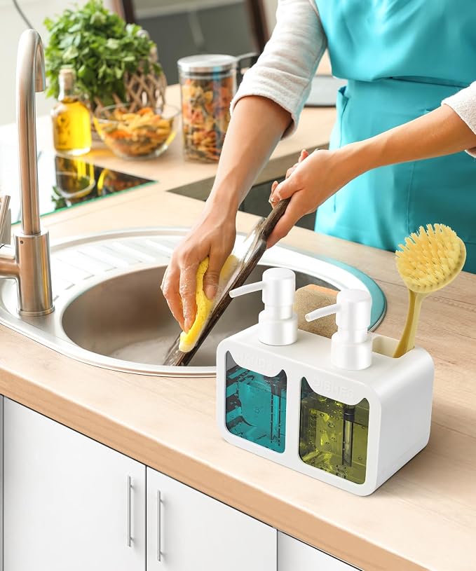 Kitchen Hand Soap and Dish Soap Dispenser Set, Dual Soap Dispenser - Image 3