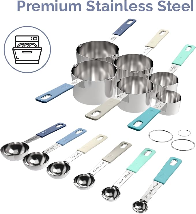 CuttleLab 22-Piece Stainless Steel Measuring Cups and Spoons Set, Tad Dash - Image 8