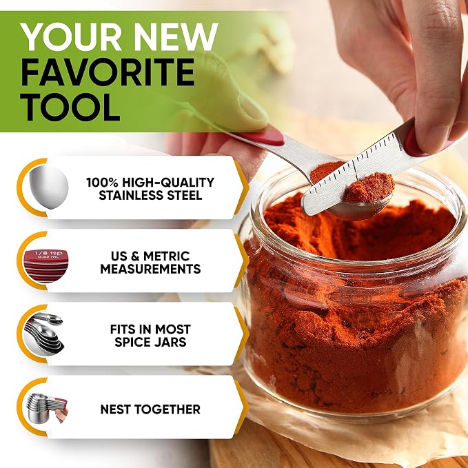 Spring Chef Magnetic Measuring Cups & Spoons Set, Strong N45 Magnets, Heavy - Image 5
