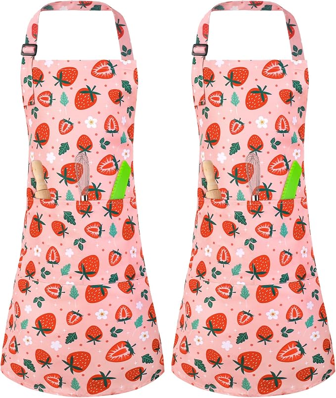 2 Pack Kids Apron, Cute Cooking Aprons, Waterproof Art Apron - Image 8