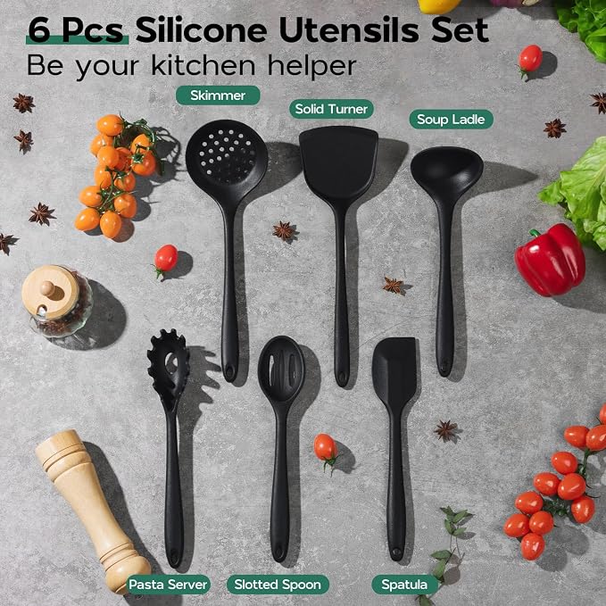 Onader Cooking Utensils Set of 6, Non Toxic & Dishwasher Safe - Image 2