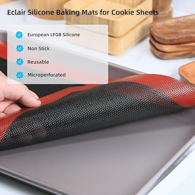 Perforated Silicone Baking Mat for Jelly Roll Pan, Non-Stick Eclair Baking Mat - Image 3