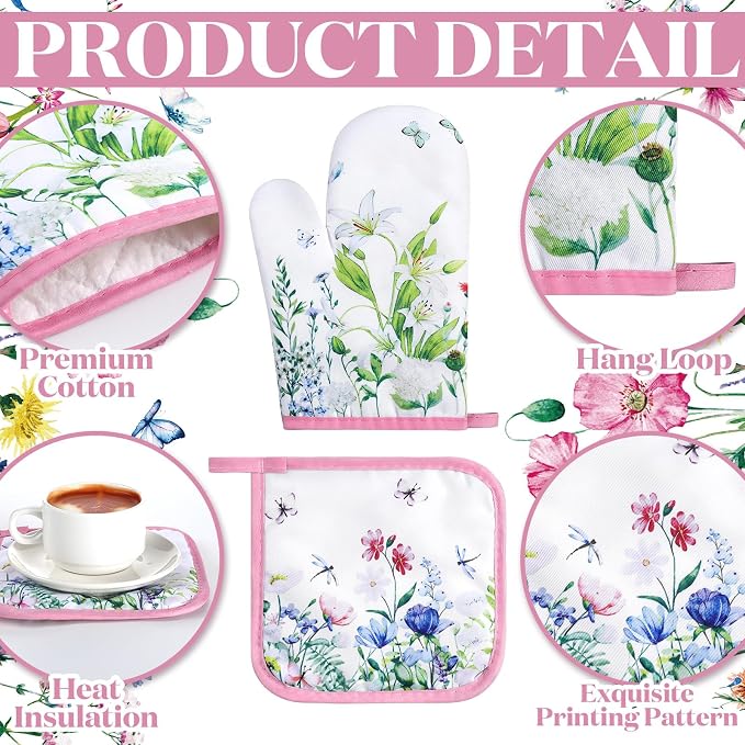 Leinuosen 6 Wild Flower Kitchen Towels Kitchen Decor and Accessories Set Floral - Image 5