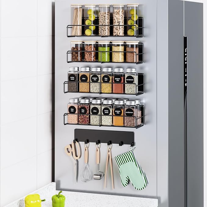 Mystozer 5 Pack Moveable Magnetic Spice Rack Organizer by Mystozer