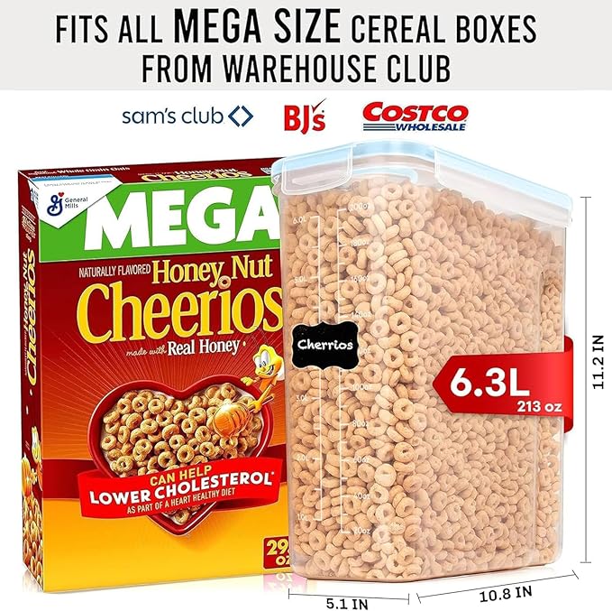 Shazo 2 Pack EXTRA Large Airtight Food Storage Cereal Containers - Image 3