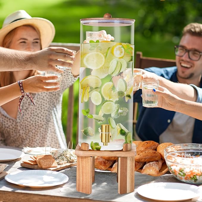 2 Gallon Large Drink Dispenser for Parties, Glass Beverage Dispenser - Image 6