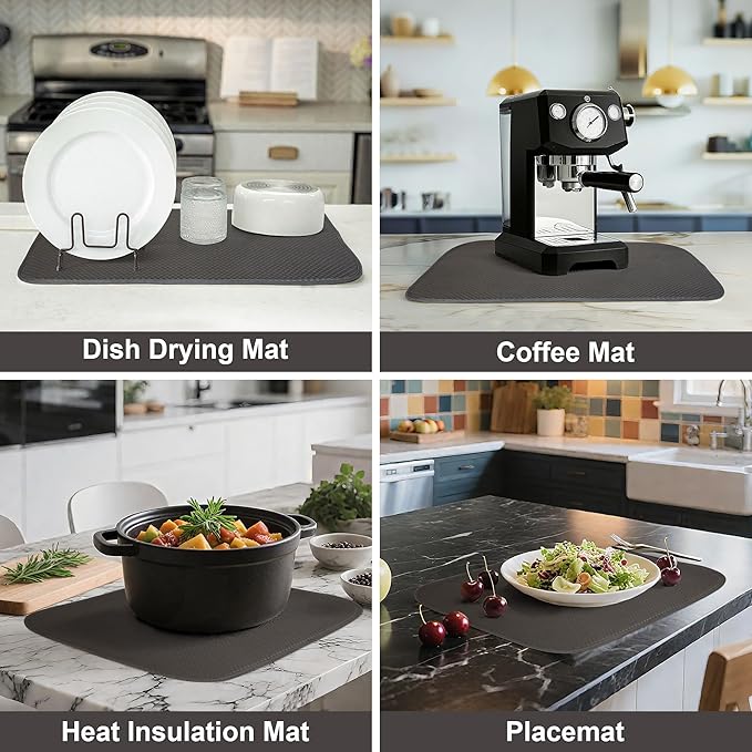 2-Pack Dark Gray Dish Drying Mats 20" x 15" – XL Kitchen Drying Mat - Image 5