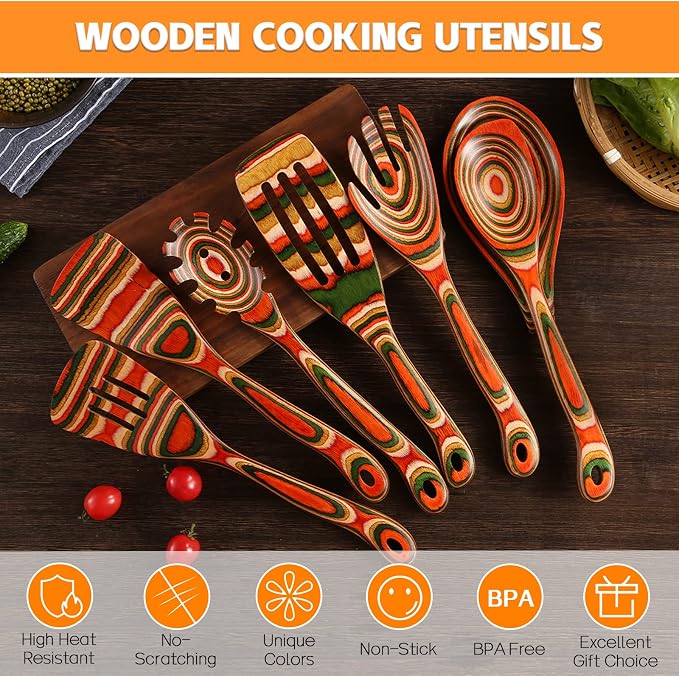 7Pcs Pakkawood Kitchen Utensils Set - Image 4