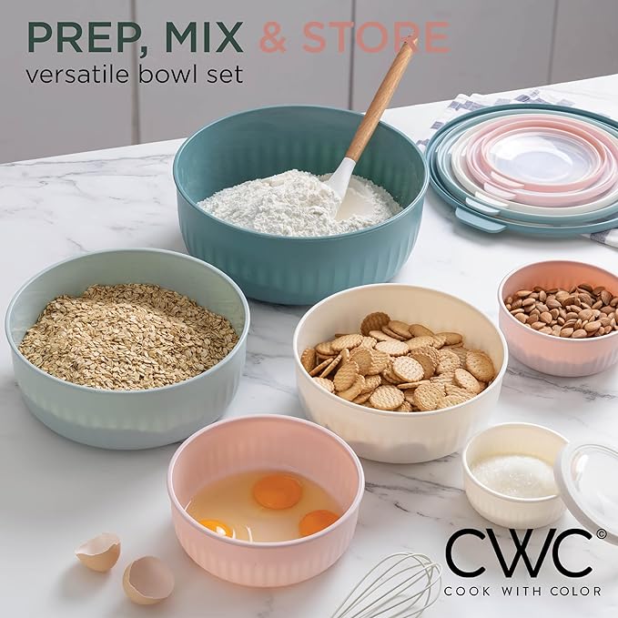 COOK WITH COLOR Prep Bowls with Lids- Wide and Deep Nesting Plastic Small - Image 4