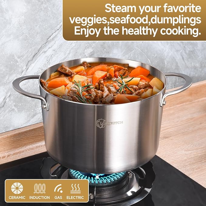 LOLYKITCH Tri-Ply Stainless Steel 5 QT Stock Pot - Image 3