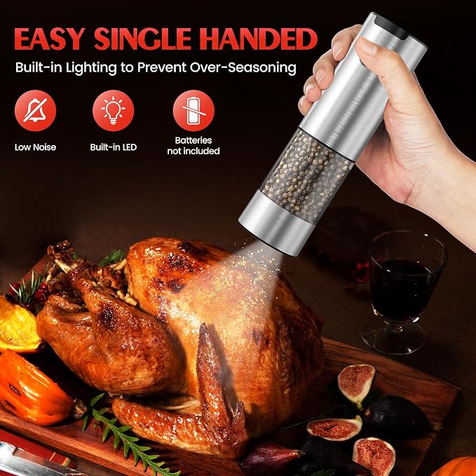 Electric Salt and Pepper Grinder- Automatic Battery Pepper Mill Shakers Kitchen - Image 3
