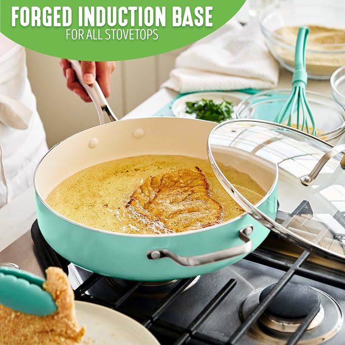 GreenLife Artisan Healthy Ceramic Nonstick, 5QT Saute Pan Jumbo Cooker - Image 2