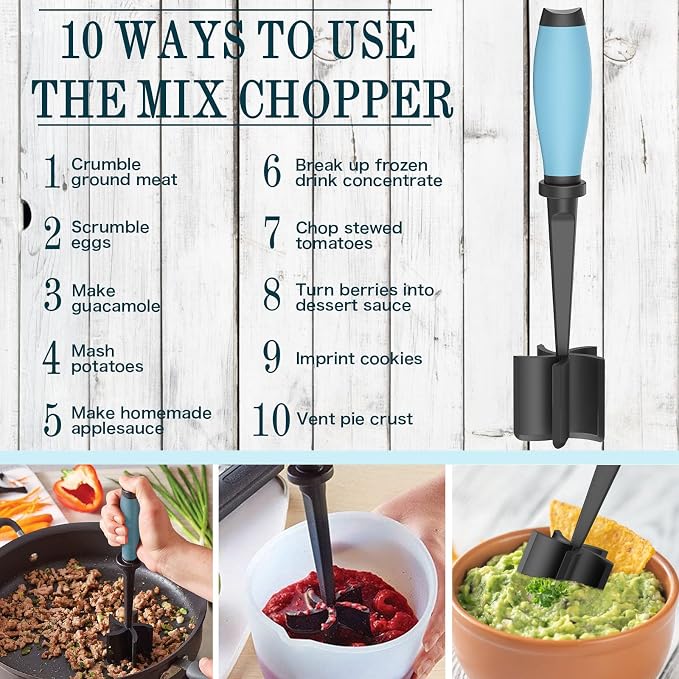 Meat Chopper, 5 Curve Blades Ground Beef Masher, Heat Resistant Meat Masher Tool - Image 2
