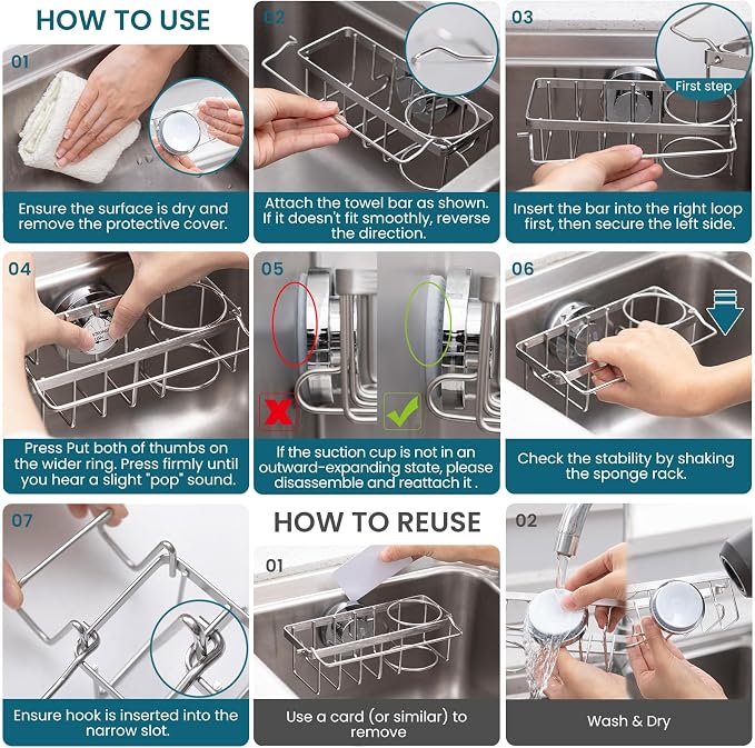 TAILI 4-in-1 Sponge Holder for Kitchen Sink - Image 8