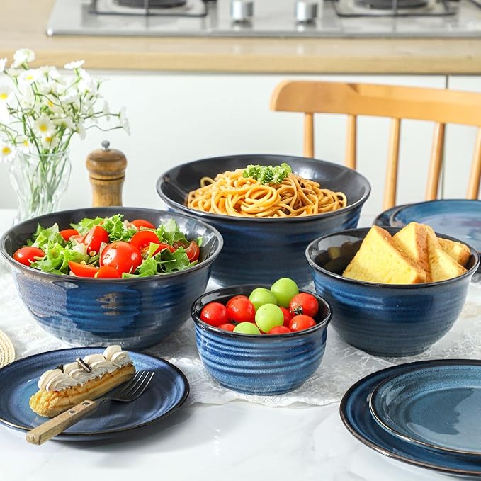 Hasense Mixing Bowls Set, Porcelain Large Salad Bowls - Image 4