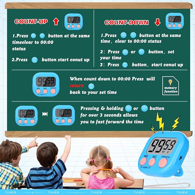 Mwellewm Kitchen Timer 6 Packs Digital Timers - Image 9