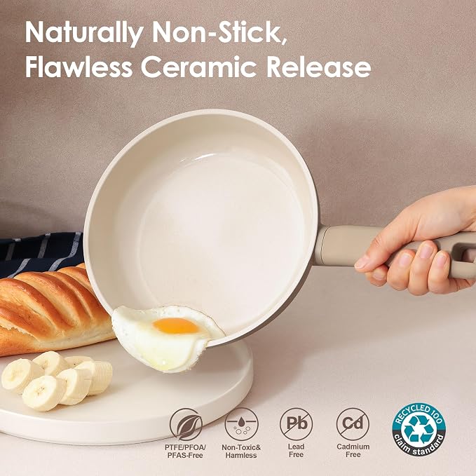 SENSARTE Ceramic Nonstick Pots and Pans Set 17pcs, Healthy Induction Cookware - Image 3