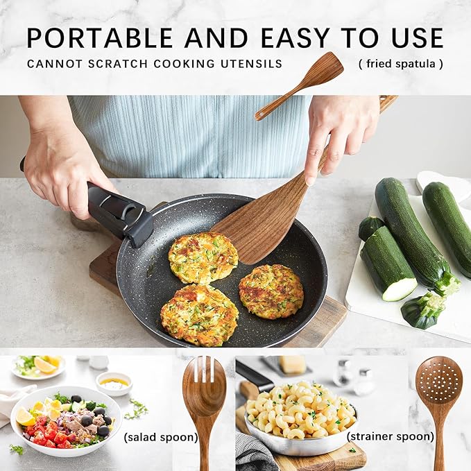 Wooden Spoons for Cooking, Nonstick Cooking Utensil Set - Image 5