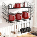 Housolution Pot Rack Wall Mounted, 3 Level Height Adjustable, 2 Tier Heavy Duty by Housolution