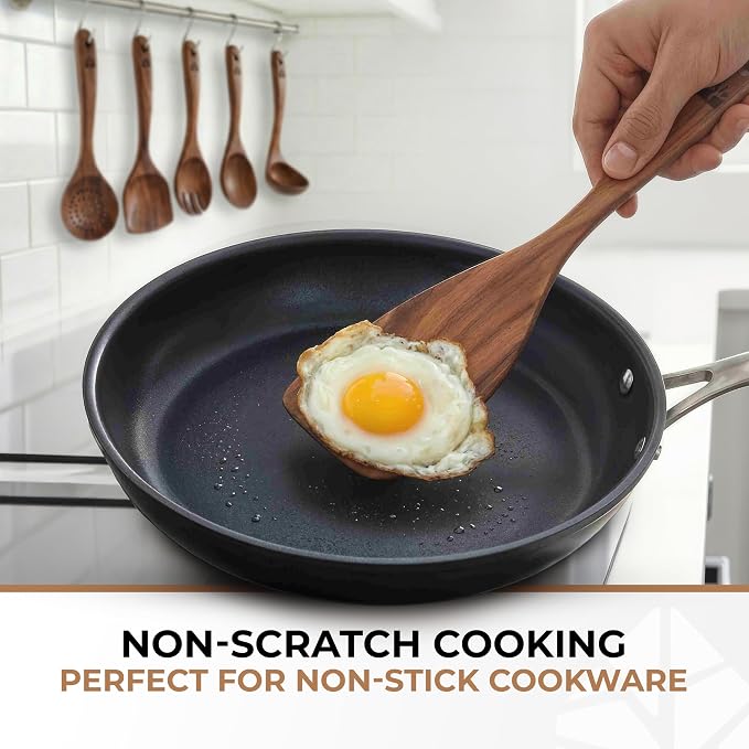 Wooden Spoons for Cooking – 6 Pcs Premium Teak Wooden Utensil Set - Image 3