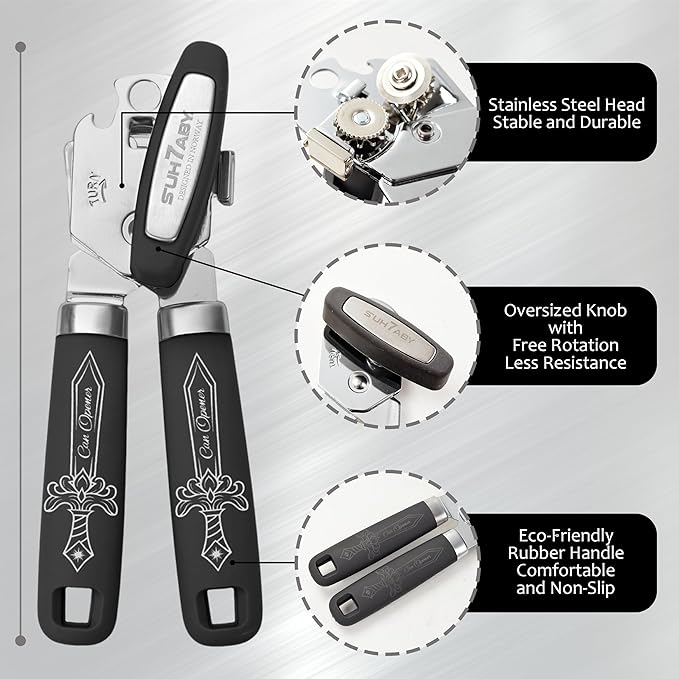 Manual Can Opener with Magnet – Heavy Duty Hand Can & Bottle Opener, Stainless - Image 2