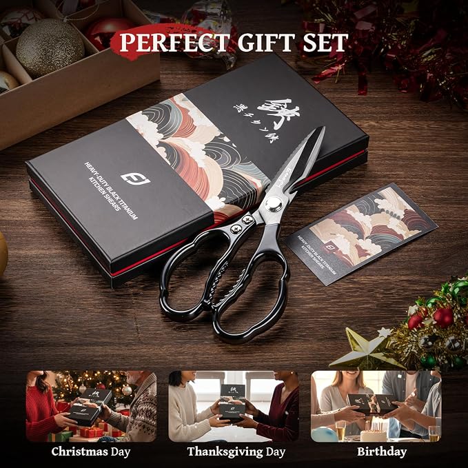 Emojoy Kitchen Shears for Food, Titanium Kitchen Scissors All Purpose, Japanese - Image 8