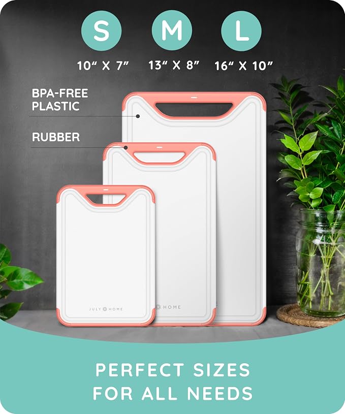 Cutting Boards for Kitchen, Plastic Cutting Board Set of 3, Dishwasher Safe - Image 3