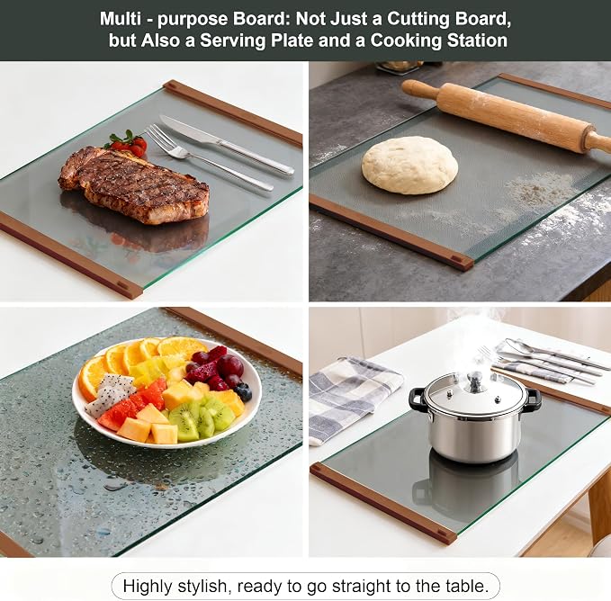 Glass Cutting Boards for Kitchen, European Grey Glass Paired - Image 7