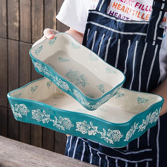 Baking Dish Casserole Dish Ceramic Lasagna Pan 2-Pcs Bakeware Sets Baking - Image 5