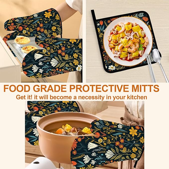 Vintage Flowers Oven Mitts and Heat Resistant Pads - Image 5