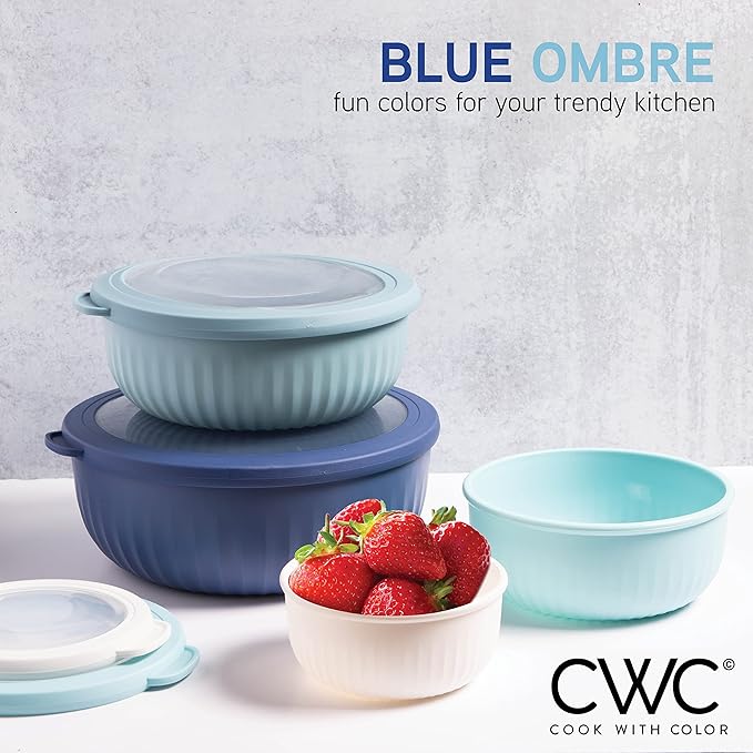 COOK WITH COLOR Prep Bowls with Lids- Wide and Deep Nesting Plastic Small - Image 3