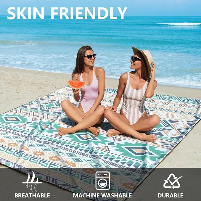 HIHOHO Beach Blanket Waterproof Sandproof Extra Large Beach Mat 79" X - Image 2