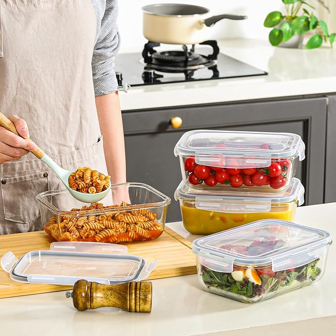 4 Pack 8 Cups/ 63oz Large Glass Storage Containers - Image 7