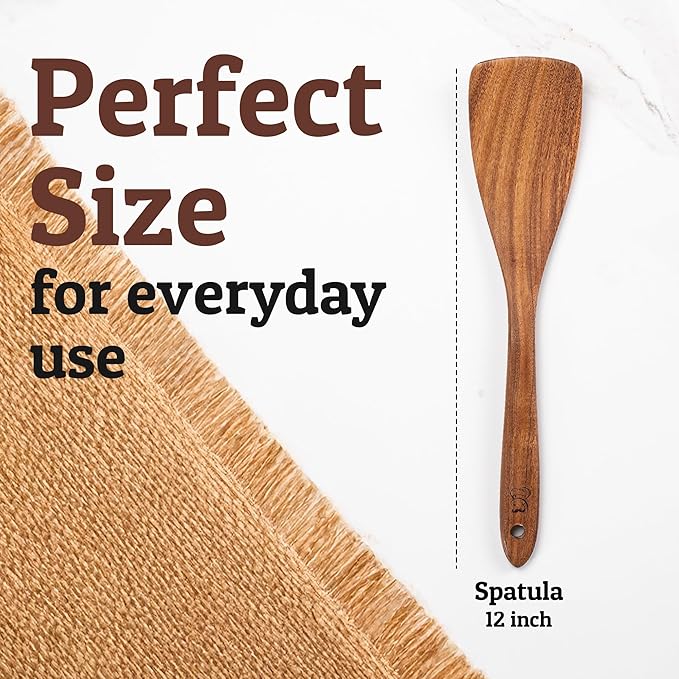 PriorityChef Teak Wood Spatula for Cooking - Image 4