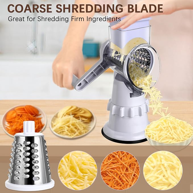 Rotary Cheese Grater Hand Crank, Vegetable Slicer - Image 4