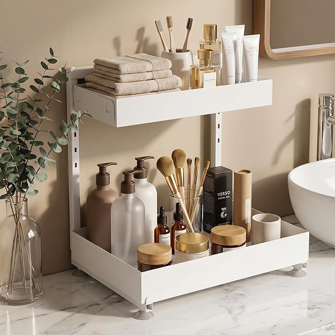 TATAANTY Under Sink Organizer 2 Pack, 2 Tier Metal Under the Sink Storage - Image 6