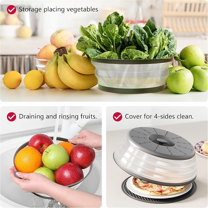 WVM Microwave Splatter Cover & Mat, Vented Collapsible Splatter Guard dish - Image 5