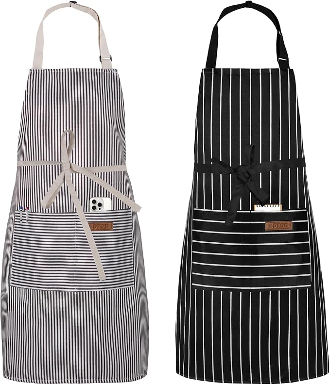 Serrenf 2 Pack Apron, Cooking Kitchen Aprons, Adjustable Bib Apron by serrenf
