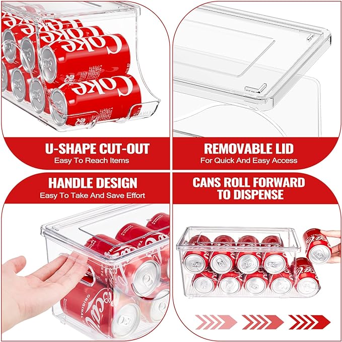 SCAVATA 4 Pack Stackable Refrigerator Organizer, Soda Can Dispenser Pop Cans - Image 3