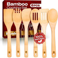 Riveira Bamboo Cooking Spoons 6-Piece – Wooden Cooking Utensils Set by Riveira